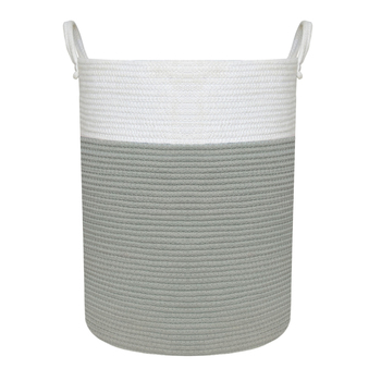 Living Textiles 50cm Cotton Rope Hamper Large - White/Sage