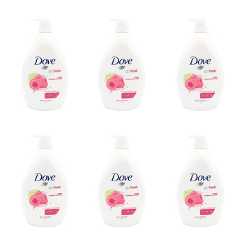 6PK Dove 800ml Body Wash Bath Soap Go Fresh Raspberry & Lime Scent
