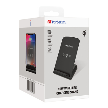 Verbatim 10W Qi Wireless Charging Stand For iPhone 14/Samsung S22 - Black