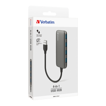 Verbatim USB-A 3.1 Hub Port Adapter For PC/Laptop - Grey