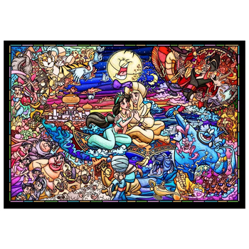 500pc Tenyo Disney Aladdin Story Stained Glass Puzzle 25x36cm