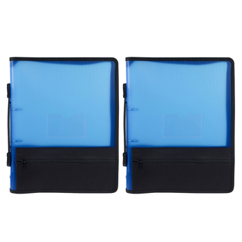 2PK Marbig 2 O-Ring A4 Zipper Binder w/ Storage 25mm Organiser - Blue