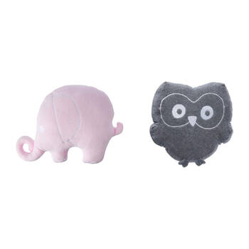 2pc Playgro Pink Elephant & Grey Owl Shaped Soft Cushion/Pillow Set