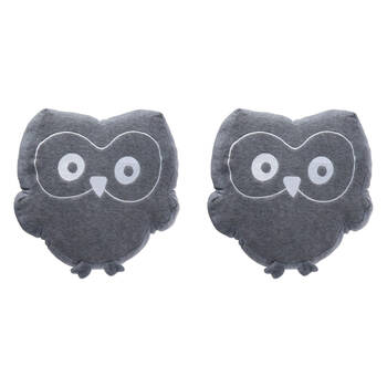2PK Playgro Cute Grey Owl Shaped Soft Polyester Cot Baby/Infant Cushion/Pillow
