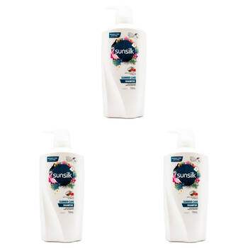 3PK Sunsilk 700ml Shampoo Summer Care w/ Coconut Oil & Hibiscus