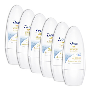 6PK Dove Clinical Protect Original Clean Roll On Deodorant 50ml