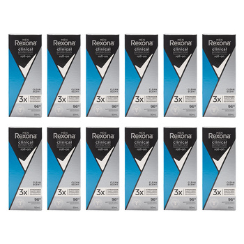 12PK Rexona Men 50ml Roll On Antiperspirant Deodorant Clinical Protect Clean Scent