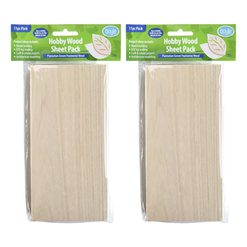 2PK 11pc Boyle Hobby Craft DIY Hobby Wood Sheet Pack 