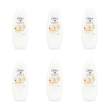 6PK Dove 50ml Antiperspirant Roll On Deodorant w/ Coconut & Jasmine Flower Scent
