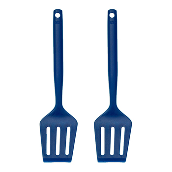 2PK Tasty Silicone Slotted Turner Cooking Utensil 35.5cm Dark Blue