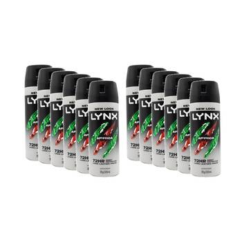 12PK Lynx Antiperspirant Deoderant Spray 72 Hr Protection 165ml Africa Scent