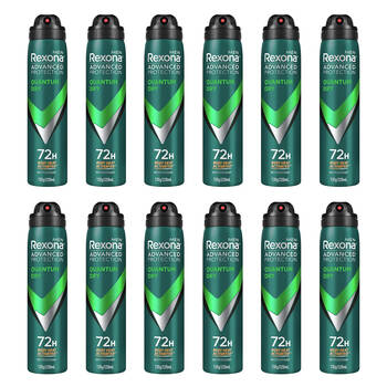 12PK Rexona Men 220ml Antiperspirant Deodorant Spray 72h Protection Quantum Dry