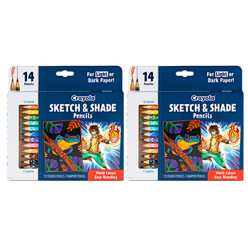 2x14pc Crayola Kids/Childrens Creative Sketch & Shade Pencils 96m+