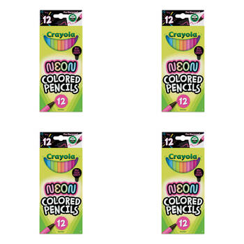 4x 12pc Crayola Neon Colored Pencils Colouring Tools Kids 3y+