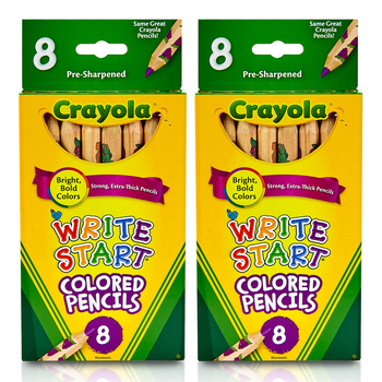 2PK 8pc Crayola Write Start Pre-Sharpened Coloured Pencils 6y+