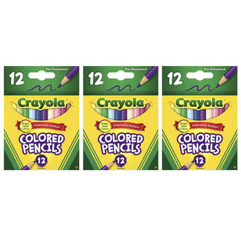 3x 12PK Crayola Half Size Coloured Pencils
