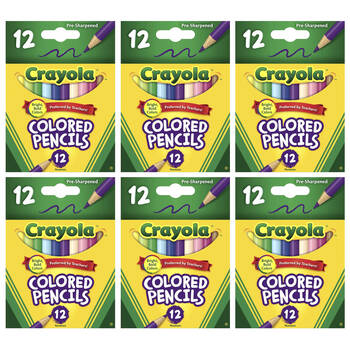 6x 12PK Crayola Half Size Coloured Pencils