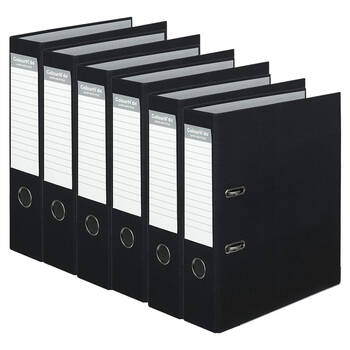 6PK Colour Hide A4 75mm Lever Arch File - Black