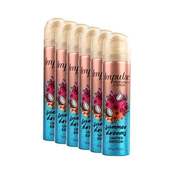 6PK Impulse Limited Edition Summer Dreams Pefume/Body Spray for Women 75ml