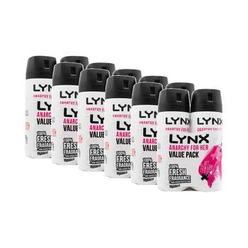 6x 2PK Lynx Anarchy for Her Deodorant Body Spray 48 Hr Protection 165ml Floral