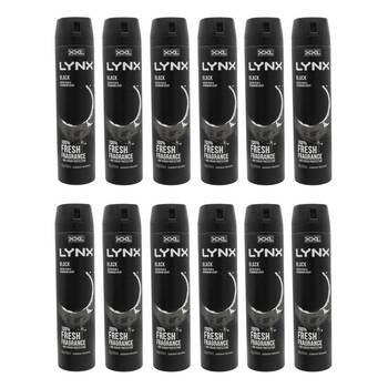 12PK Lynx Black Antiperspirant Deodorant 48H Frozen Pear & Cedarwood 250ml
