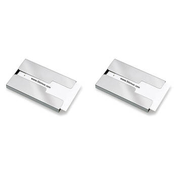 2PK Blomus Gents Stainless Steel Business Card Case Open Holder Silver