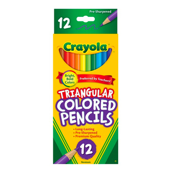 12pc Crayola Full Size Triangular Coloured Pencils 3+