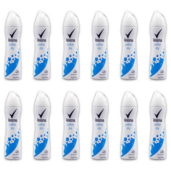 12PK Rexona 116g/200ml Antiperspirant Deodorant Spray Cotton Dry