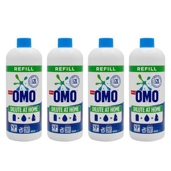 4PK Omo Dilute At Home Refill Laundry Liquid Detergent 655ml Concentrated