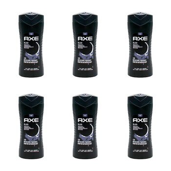 6PK Axe Black 3in1 Body Face Hair Wash 400ml For Men Frozen Pear & Cedarwood