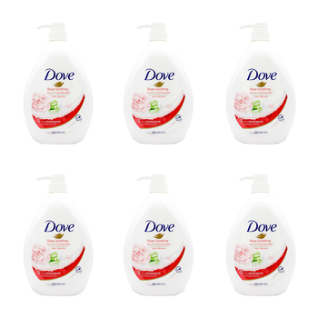 6PK Dove 1000ml Body Wash Liquid Bath Soap Rose Soothing Scent
