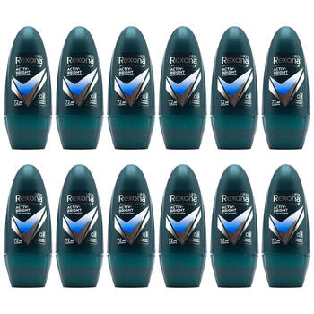 12PK Rexona Men 45ml Roll On Underarm Deodorant Antiperspirant Activ-Bright