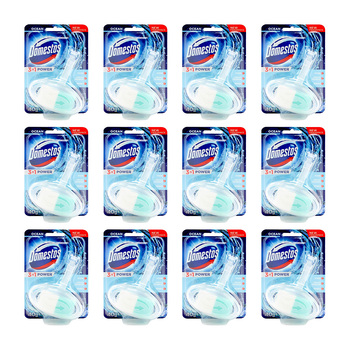 12PK Domestos 3In1 Power Toilet Block Bathroom Bowl Cleaner 40g - Ocean