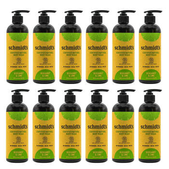12PK Schmidts 400ml Body Wash Bergamot & Lime w/ Lemon Myrtle Bath Care