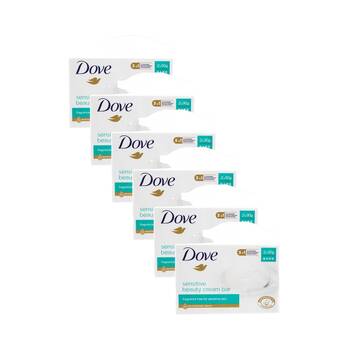 6x 2PK Dove Beauty Moisturising Cream Soap Bar Sensitive Fragrance-Free 90g