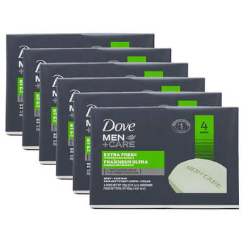 6x 4pc Dove Moisturising 100g Soap Bar Men Care Extra Fresh