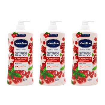 3PK Vaseline Superfood Freshlock Healthy Bright Body Lotion Cranberry 500ml