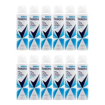 12PK Rexona Cotton Dry Antiperspirant Deodorant Spray 72H Protection 150ml