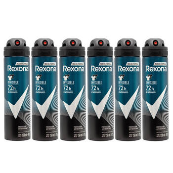 6PK Rexona Invisible Antiperspirant Deodorant Spray 72H Protection 150ml