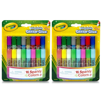 2PK 16pc Crayola Washable Glitter Glue Sparkly Colour Tubes Art/Craft 3y+