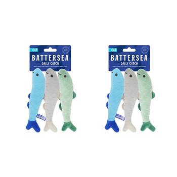 2x 3pc Rosewood Battersea Catnip Daily Catch Fish Cat Pet Toy