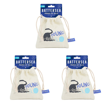 3x 4pc Rosewood Battersea Pounce Cat Balls w/ Bag Pet Toy - White