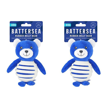 2PK Rosewood Battersea 21cm Rubber Belly Bear Soft Plush Pet Dog Fetch Fun Play Toy
