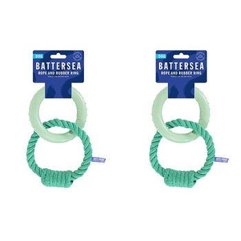 2PK Rosewood Battersea Rope & TPR Ring Pet/Dog Interactive Fun Play Chew Toy Blue