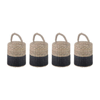 4PK Ladelle Hanoi Woven Seagrass Cylinder Floor Door Bumper/Stopper Durable Black