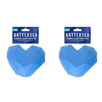 2PK Rosewood Battersea Rubber Heart Treat Dispensing Pet Dog Interactive Toy Blue
