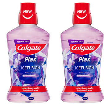 2x Colgate 500ml Plax IceFusion Wintermint Mouth Wash