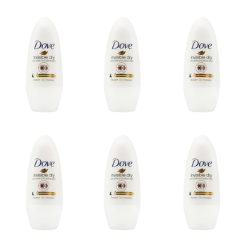 6PK Dove 40ml Antiperspirant Roll On Deodorant Invisible Dry