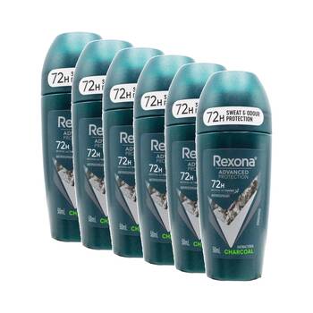 6PK Rexona Antiperspirant Roll-On Deoderant Charcoal 72 Hr Protection 50ml
