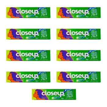 9PK Closeup 90g Flouride Gel Toothpaste w/ Everfresh Peppermint Drops Tube